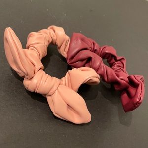 2 faux leather scrunchies